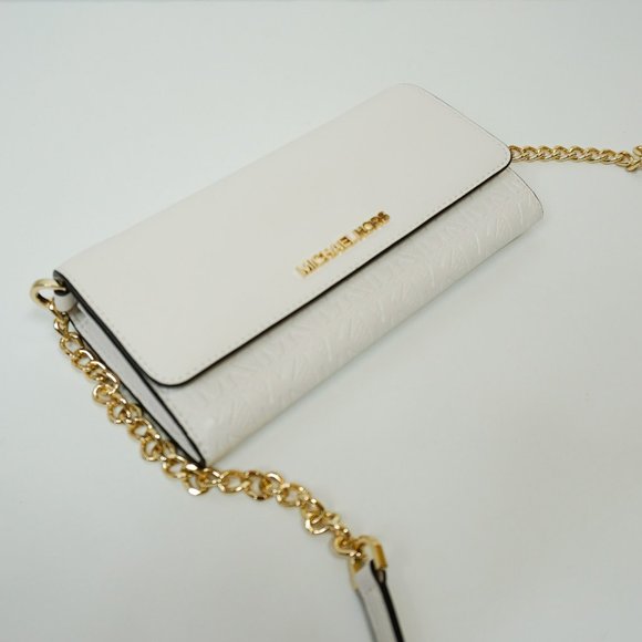 Michael Kors Jet Set Item large Wallet On A Chain Crossbody Bag MK White - Picture 3 of 8